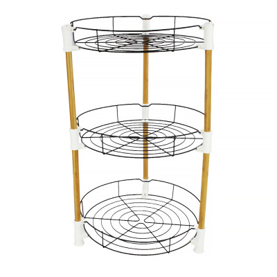 Этажерка металлическая 3-х ярусная 33.5х33.5х54.7 см круглая черный Бамбук Baizheng Этажерка металлическая 3-х ярусная 33.5х33.5х54.7 см круглая черный Бамбук Baizheng