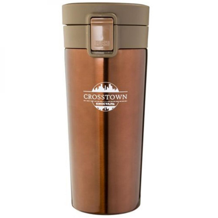 Термокружка нержавеющая сталь  0,4 л кнопка-предохранитель античная бронза Crosstown Биосталь