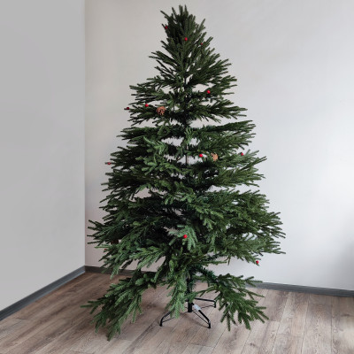 Ель искусственная 210 см литая ягоды шишки металл подставка 015 Fex Ель искусственная 210 см литая ягоды шишки металл подставка 015 Fex