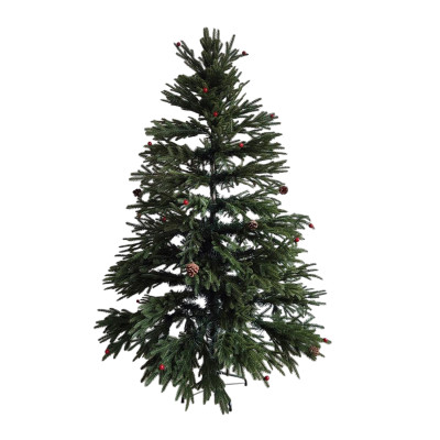 Ель искусственная 210 см литая +ПВХ ягоды шишки металл подставка 015 Fex