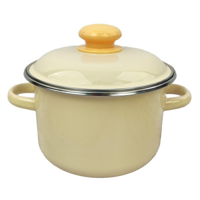 Кастрюля эмалированная 2 л пласт кнопка слоновая кость белая Стальэмаль