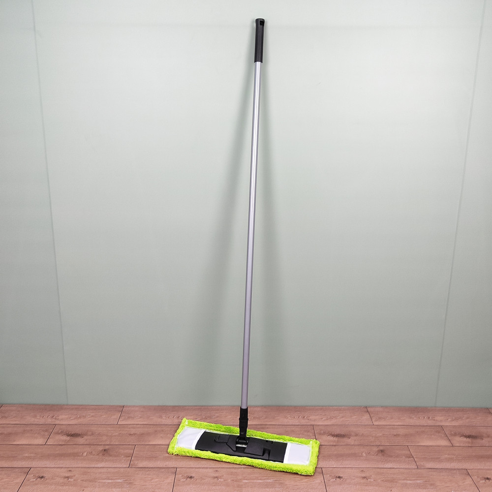 Швабра металлическая 110 см насадка микрофибра 43х13 см черно-зеленый Mop Clean Рыжий кот