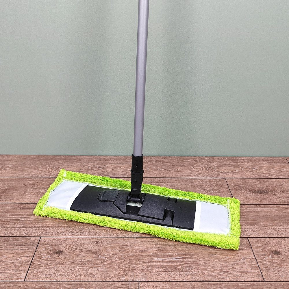 Швабра металлическая 110 см насадка микрофибра 43х13 см черно-зеленый Mop Clean Рыжий кот