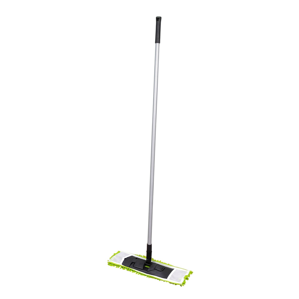 Швабра металлическая 110 см насадка микрофибра 41*12 см лапша черно-зелен Mop Clean Рыжий кот