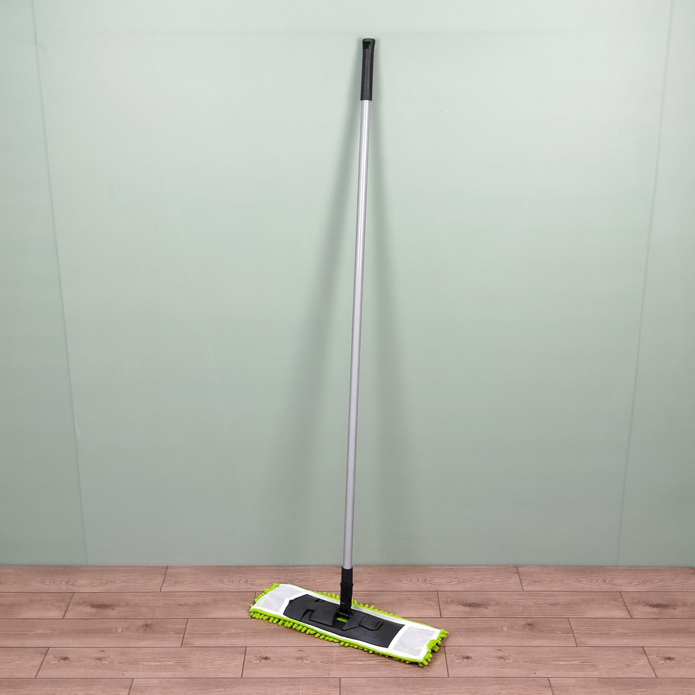 Швабра металлическая 110 см насадка микрофибра 41*12 см лапша черно-зелен Mop Clean Рыжий кот