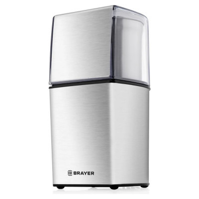 Кофемолка нерж сталь 200 Вт 70 гр измельчение 2 чаши нержавеющая сталь серебро Brayer Кофемолка нерж сталь 200 Вт 70 гр измельчение 2 чаши нержавеющая сталь серебро Brayer