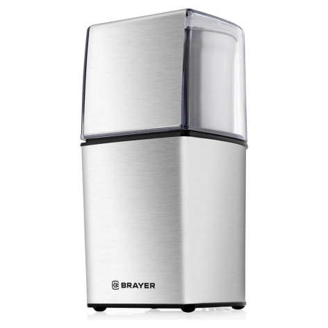 Кофемолка нерж сталь 200 Вт 70 гр измельчение 2 чаши нержавеющая сталь серебро Brayer