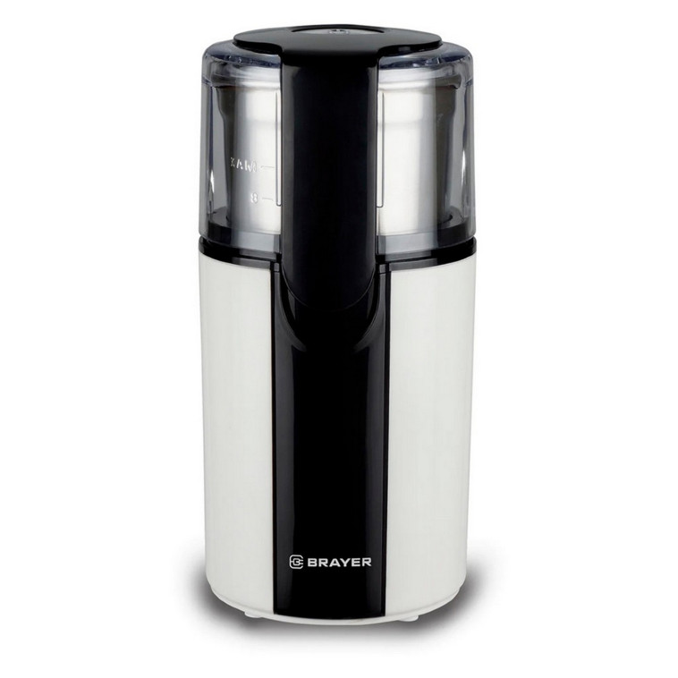 Кофемолка пластик 200 Вт 70 гр измельчитель 2 чаши нержавеющаясталь белый Brayer