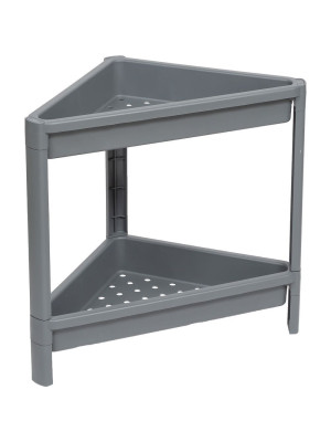 Этажерка пластиковая угловая 2-х ярусная серый Vikea Violet Этажерка пластиковая угловая 2-х ярусная серый Vikea Violet