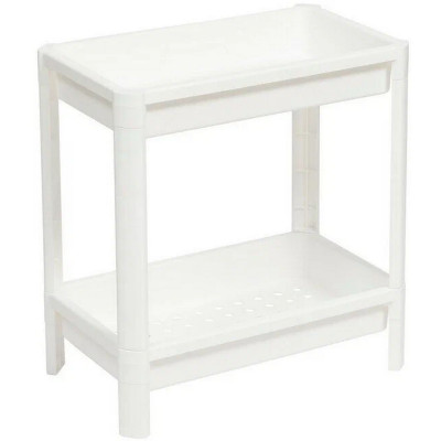 Этажерка пластиковая широкая 2-х ярусная белый 390х234х407 Vikea Violet