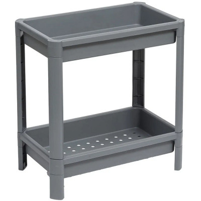 Этажерка пластиковая широкая 2-х ярусная серый 390х234х407 Vikea Violet