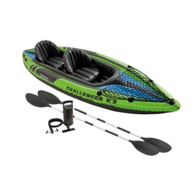 Лодка надувная 2 мест 351*76*38 см 180 кг весла аллюм насос Challenger К2 Intex