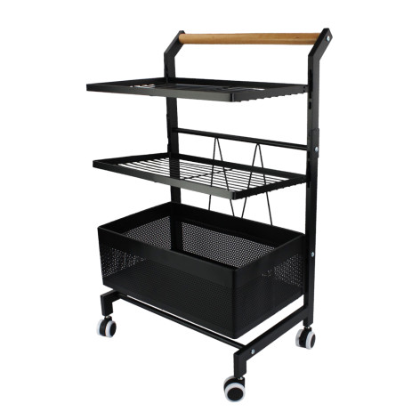 Этажерка металлическая 3-х ярусная 42х32х69 см на колесах черный Baizheng