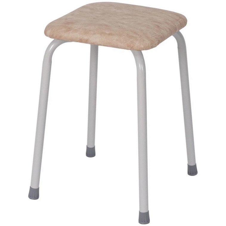 Табурет металлический 485х485х470 мм 170 кг квадратный бежевый Пенёк крепкий ЗМИ