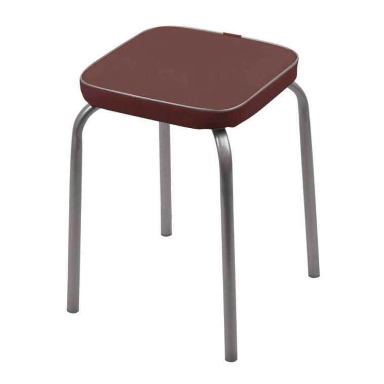 Табурет металлический 510*510*470 мм с мягким сиденьем коричневый Фабрик 3 Nika
