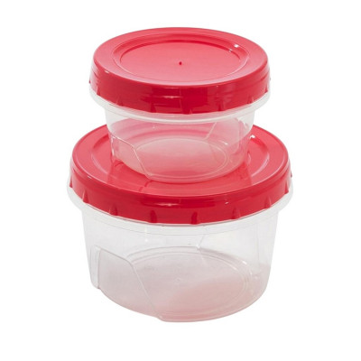 Набор пластиковых банок 2 шт с закручивающейся крышкой 0,3 л, 0,7 л Полимербыт