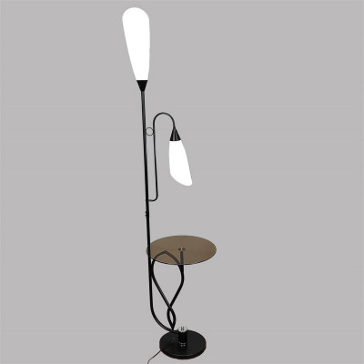 Торшер 2 плафона 178*38*40 см Е27 60Вт 9м2 со столиком пластик черный Baizheng Торшер 2 плафона 178*38*40 см Е27 60Вт 9м2 со столиком пластик черный Baizheng