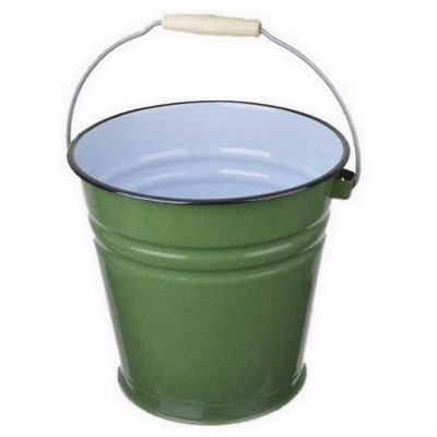 Ведро эмалированное 12 л без крышки зеленый рябчик Стальэмаль