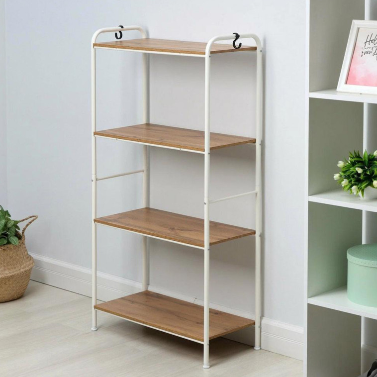 Фото Стеллаж металлический 4-х ярусный 65,5х30х120,5 см белый бетон Валенсия 24W ЗМИ