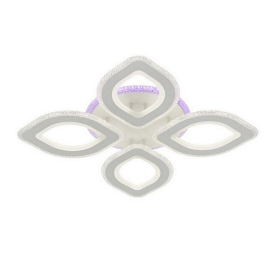 Люстра светодиодная 4 плафона 51*9 см 96Вт 3300LM 15м2 3 цвета прилож пульт белый Baizheng