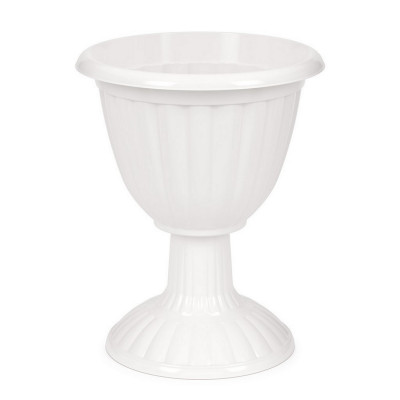 Вазон пластиковый  12 л 37х37х46 см ножка белый Жасмин Альтернатива