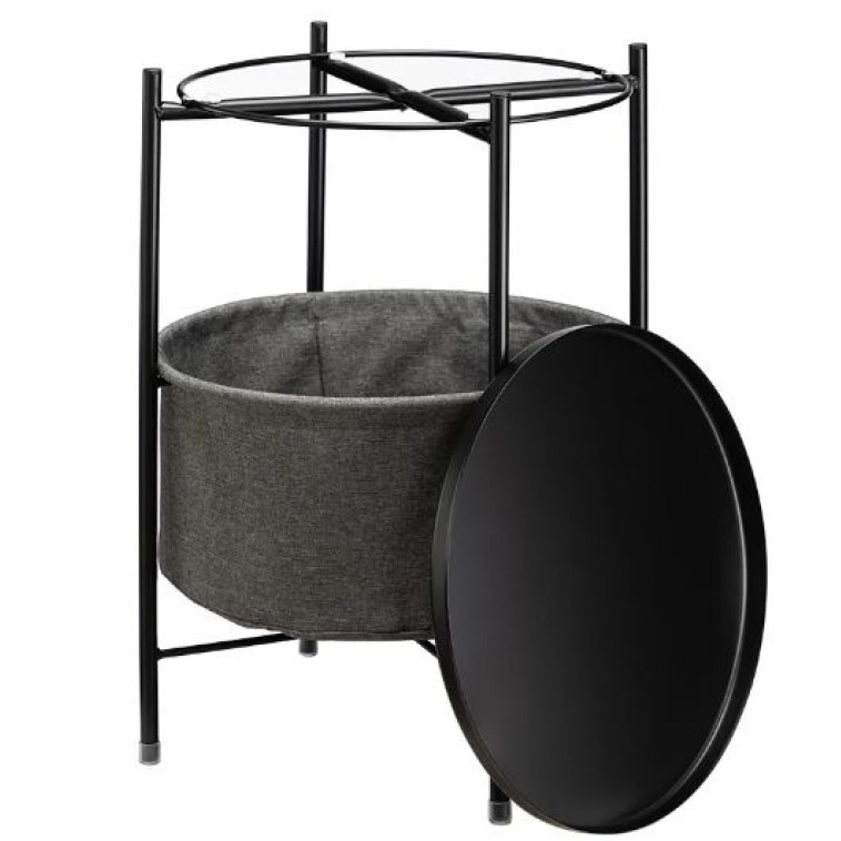 Фото Стол-поднос металлический 2-х ярусный 420*420*500 мм корзина для хранения черный Baizheng