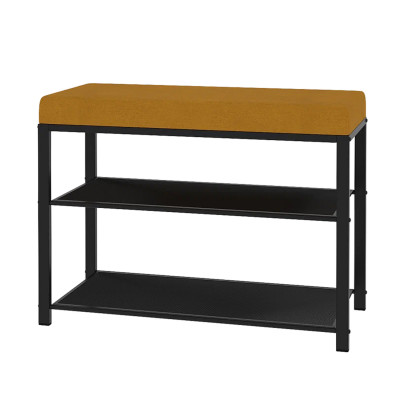 Банкетка металлическая 67х30х49 см черный сиденье горчичный Торонто 23S ЗМИ