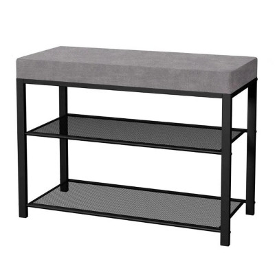 Банкетка металлическая 67х30х49 см черный сиденье серый Торонто 23S ЗМИ