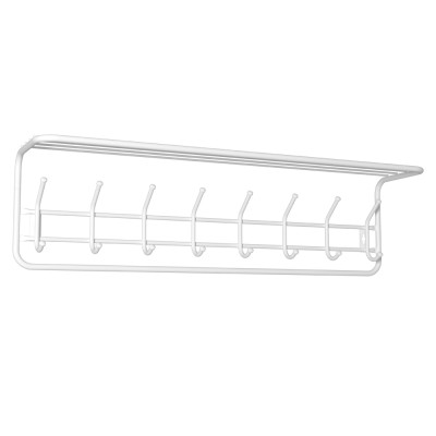 Вешалка металлическая настенная 97,5х22х26,5 см 8 крючков с полкой белый 100 ЗМИ