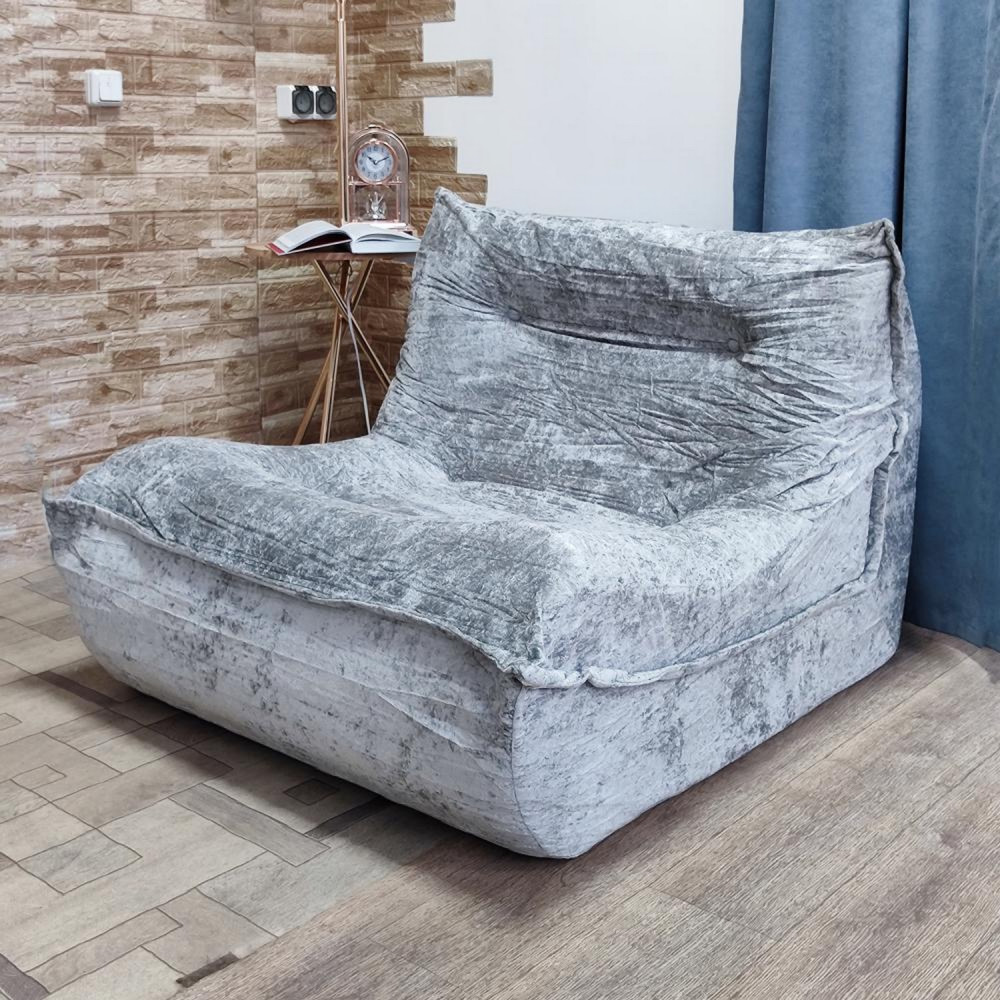 Кресло бескаркасное 95*85*75 см ППУ 30D текстиль серый Baizheng
