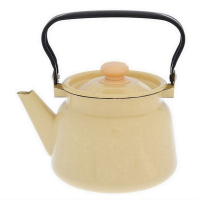 Чайник эмалированный 2,3 л пласт кнопка палевый Стальэмаль