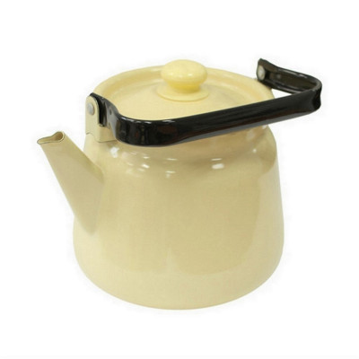 Чайник эмалированный 3,5 л кнопка палевый Стальэмаль