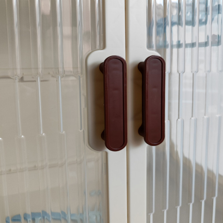 Cнимок Шкаф пластиковый 2 секции 550*325*1280 мм на колесах прозрачно слоновая костьBaizheng