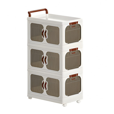 Шкаф пластиковый 3 секции 475*300*925 мм на колесах прозрачно белый Baizheng