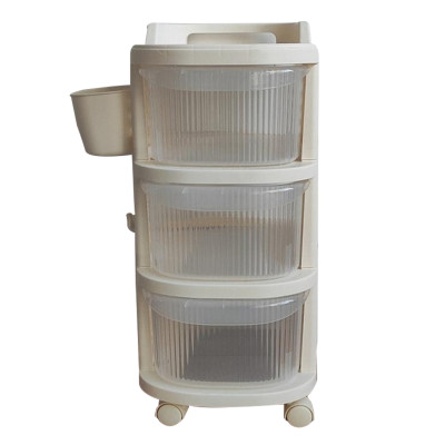 Шкаф пластиковый 3 секции 380*300*670 мм на колесах прозрачно бежевый Baizheng