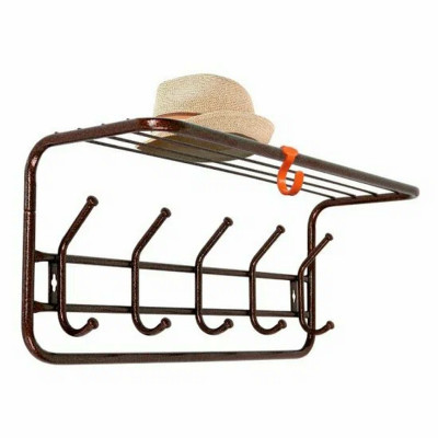 Вешалка металлическая настенная 60х22х26,5 см 5 крючков с полкой черный 60 ЗМИ