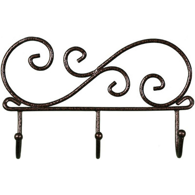 Вешалка металлическая настенная 200х40х130 мм черный Кружева 3 ЗМИ