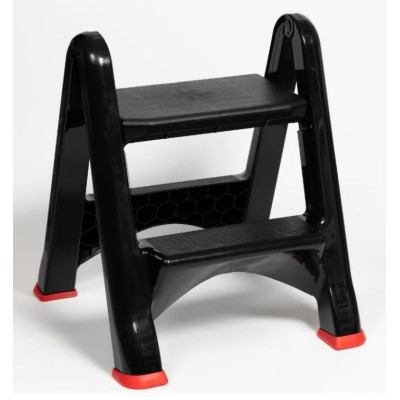 Стремянка пластиковая 2 ступени 44 см до 150 кг складная черный Виолет Стремянка пластиковая 2 ступени 44 см до 150 кг складная черный Виолет