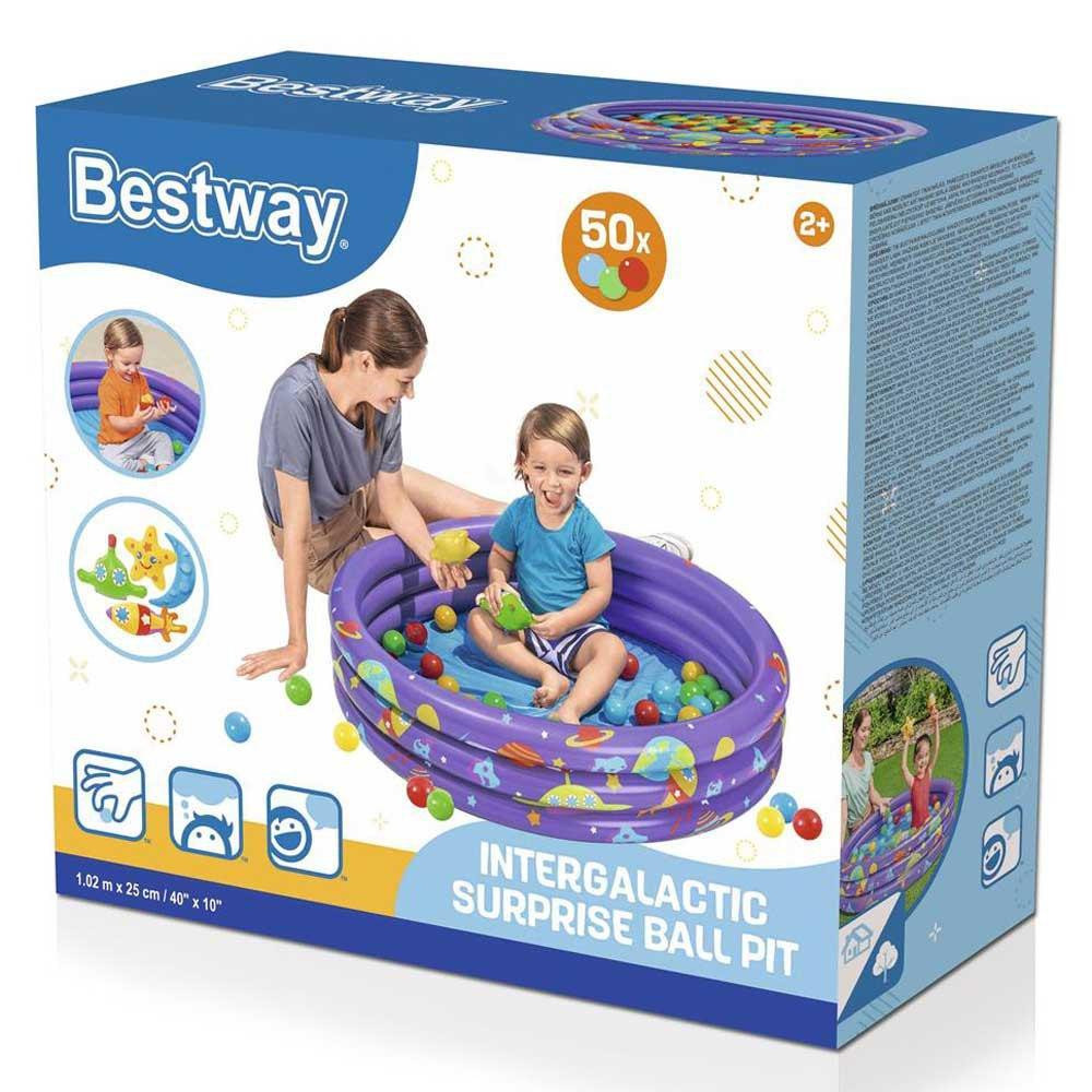 Бассейн надувной 102*25 см 101 л с мячами Интергалактик Bestway