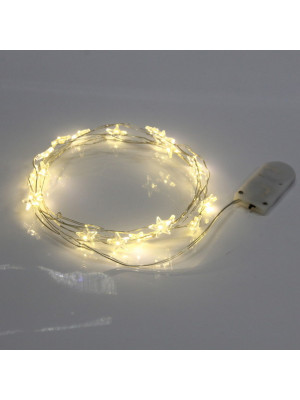 Гирлянда светодиодная  2м 20led 220Вт звездочка батарейки 2*CR2032 бел тепл Серпантин