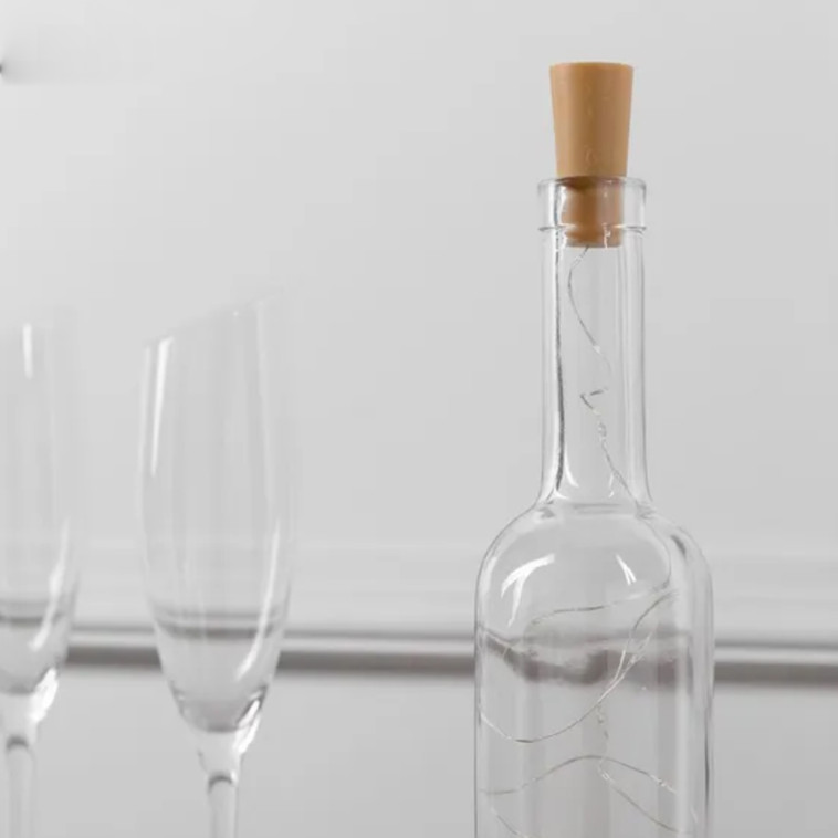 Изображение Гирлянда светодиодная 1 м 10 led нить на батарейках с пробкой синий Серпантин