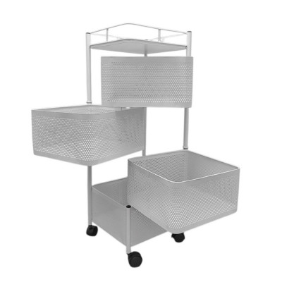 Этажерка металлическая 4-х ярусная 30*30*77 квадрат поворотная белый Baizheng