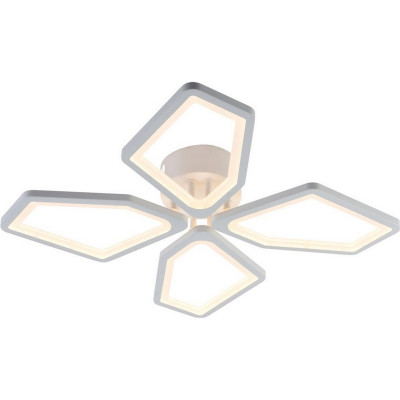 Люстра светодиодная 4 плафона 57*7,5 см 96Вт 4320LM 40м2 3 цвета пульт пластик белый Baizheng