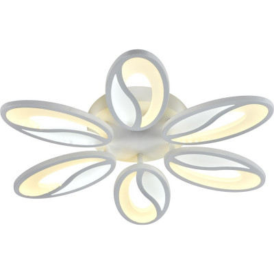 Люстра светодиодная 6 плафонов 58*7,5 см 120Вт 5400LM 50м2 пульт пластик белый Baizheng