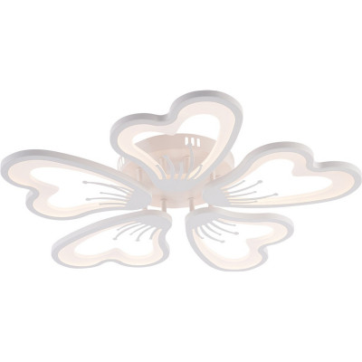 Люстра светодиодная 5 плафонов 61*8,5 см 120Вт 5400LM 50м2 пульт пластик белый Baizheng