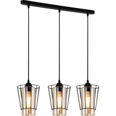 Люстра кухонная 3 плафона 64*15*100 см Е27 60Вт 12м2 плафон металл стекло черный Baizheng