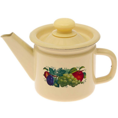 Чайник эмалированный 1 л заварной кнопка палевый Дар лета Стальэмаль