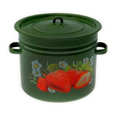 Бак эмалированный 40 л крышка петля зеленый рябчик Клубника садовая Стальэмаль