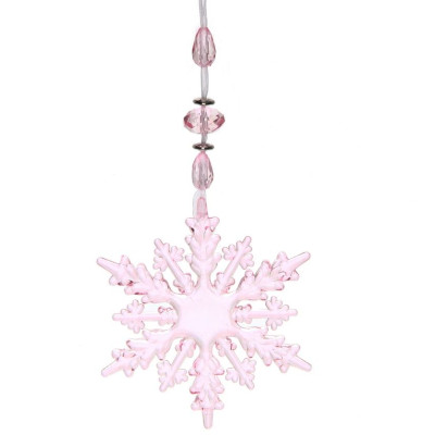 Украшение елочное 16 см розовый Ажурная снежинка Серпантин