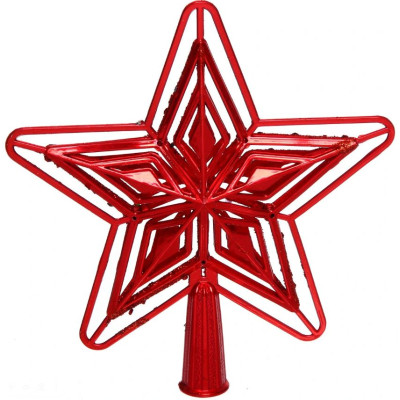 Верхушка пластиковая на елку Звезда 15 см красный Ажурный вечер Серпантин